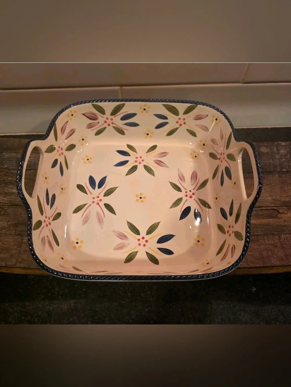 Temp-tations Old World Confetti 2.5 Quart Square Handled Baking/serving Dish